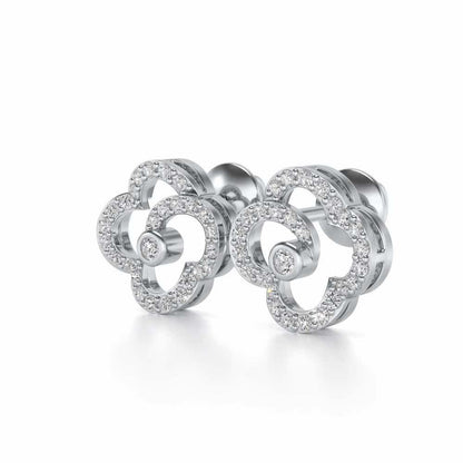 Refined Bloom Silver Earrings - White Gold - Image 3