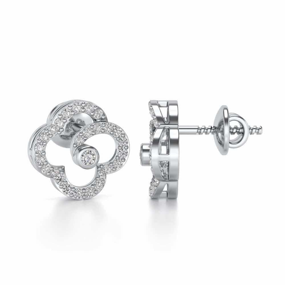 Refined Bloom Silver Earrings - White Gold - Image 4