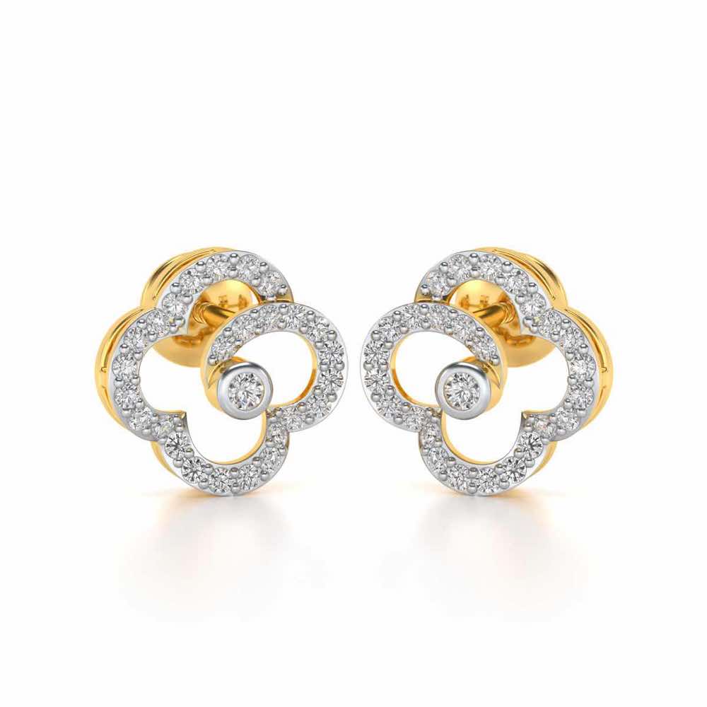 Refined Bloom Silver Earrings - Yellow Gold - Image 2