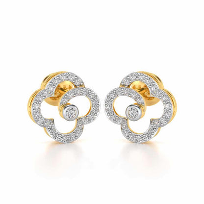 Refined Bloom Silver Earrings - Yellow Gold - Image 2