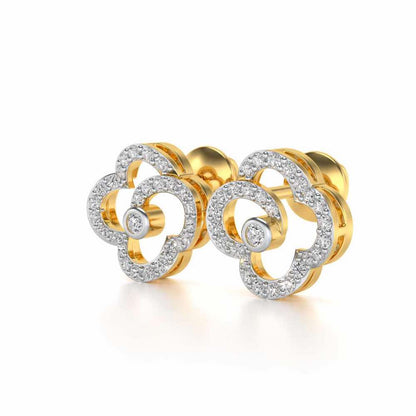 Refined Bloom Silver Earrings - Yellow Gold - Image 3