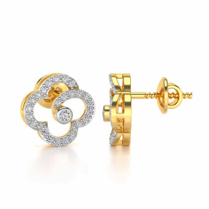 Refined Bloom Silver Earrings - Yellow Gold - Image 4