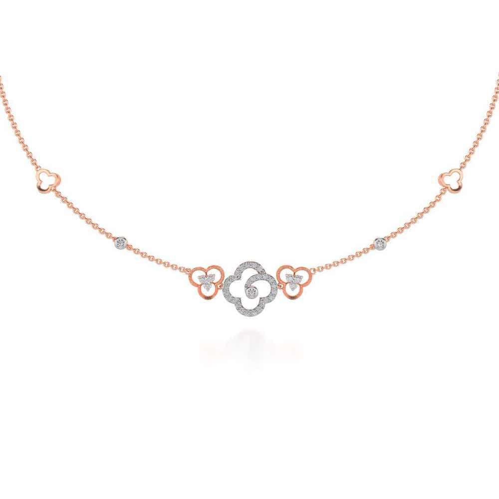Refined Bloom Silver Necklace - Rose Gold - Image 2