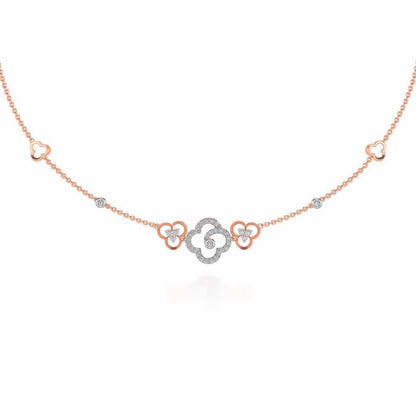 Refined Bloom Silver Necklace - Rose Gold - Image 2