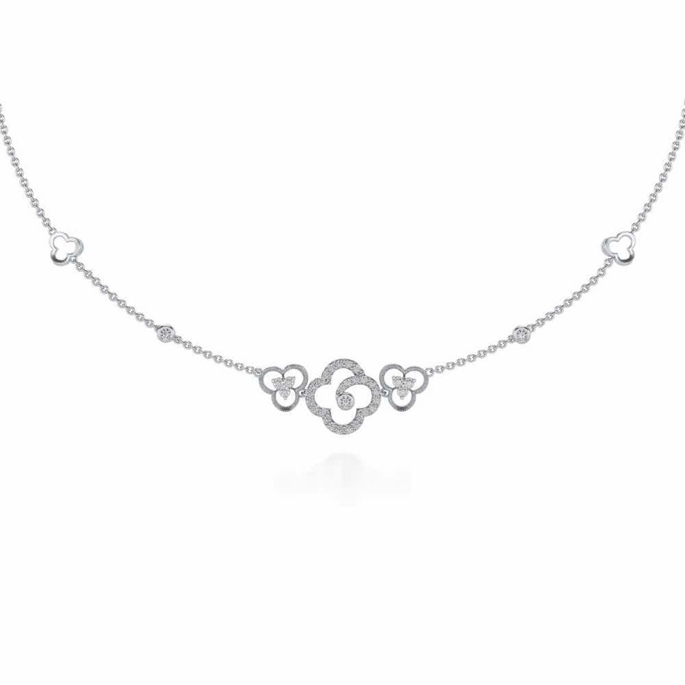 Refined Bloom Silver Necklace - White Gold - Image 2