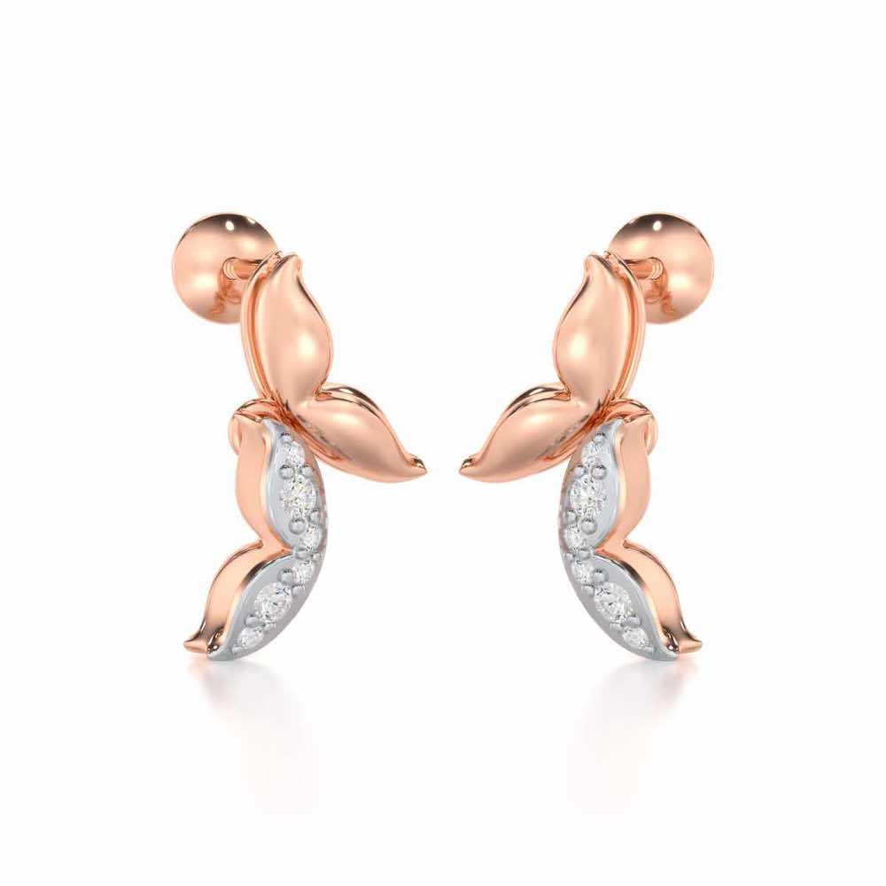 Refined Lattice Silver Earrings - Rose Gold - Image 2