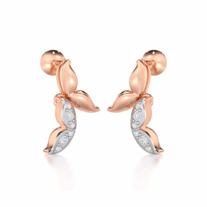 Refined Lattice Silver Earrings - Rose Gold - Image 2