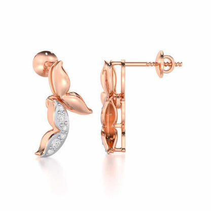 Refined Lattice Silver Earrings - Rose Gold - Image 4