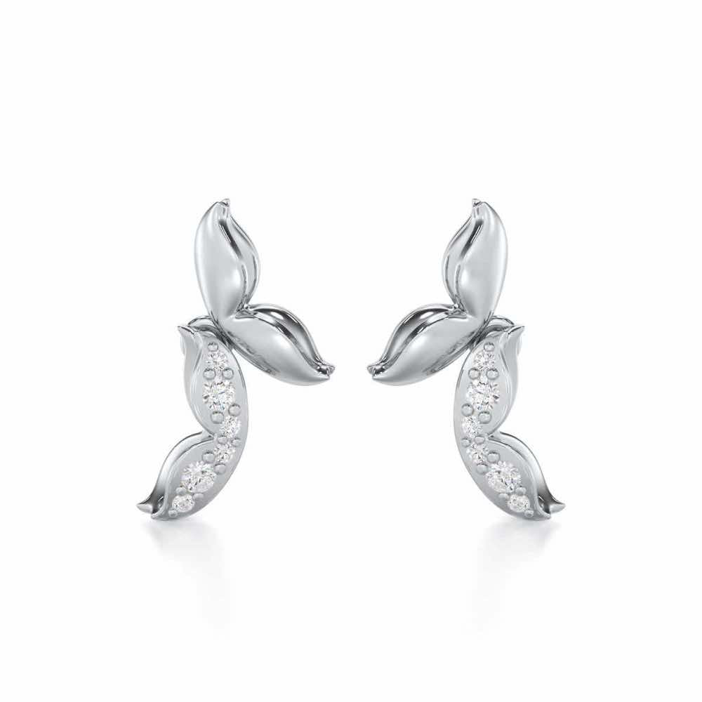 Refined Lattice Silver Earrings - White Gold - Image 1