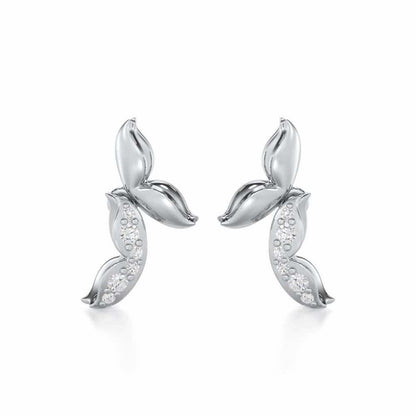 Refined Lattice Silver Earrings - White Gold - Image 1