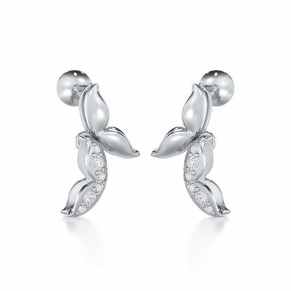 Refined Lattice Silver Earrings - White Gold - Image 2