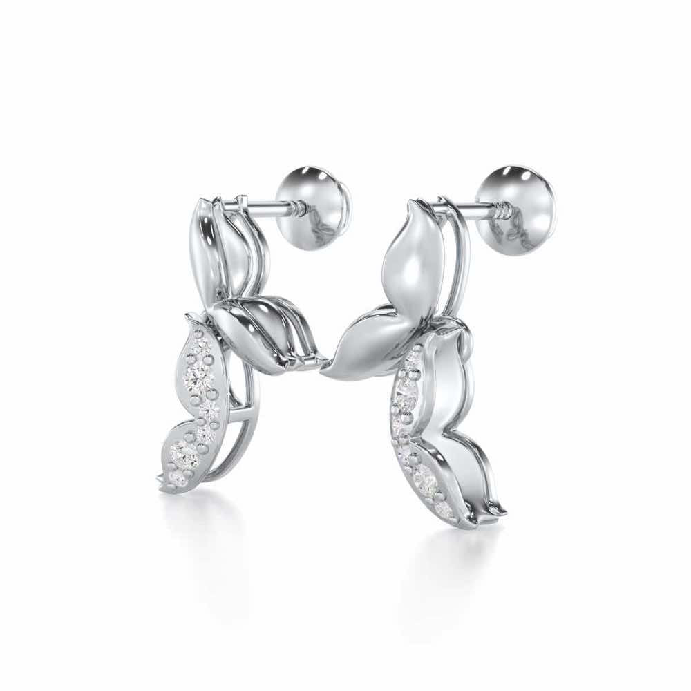 Refined Lattice Silver Earrings - White Gold - Image 3
