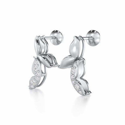 Refined Lattice Silver Earrings - White Gold - Image 3