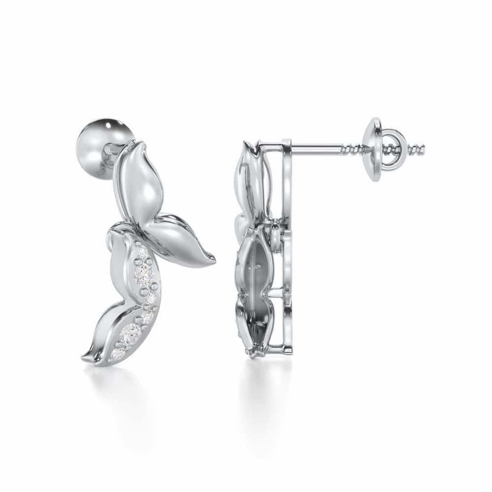Refined Lattice Silver Earrings - White Gold - Image 4