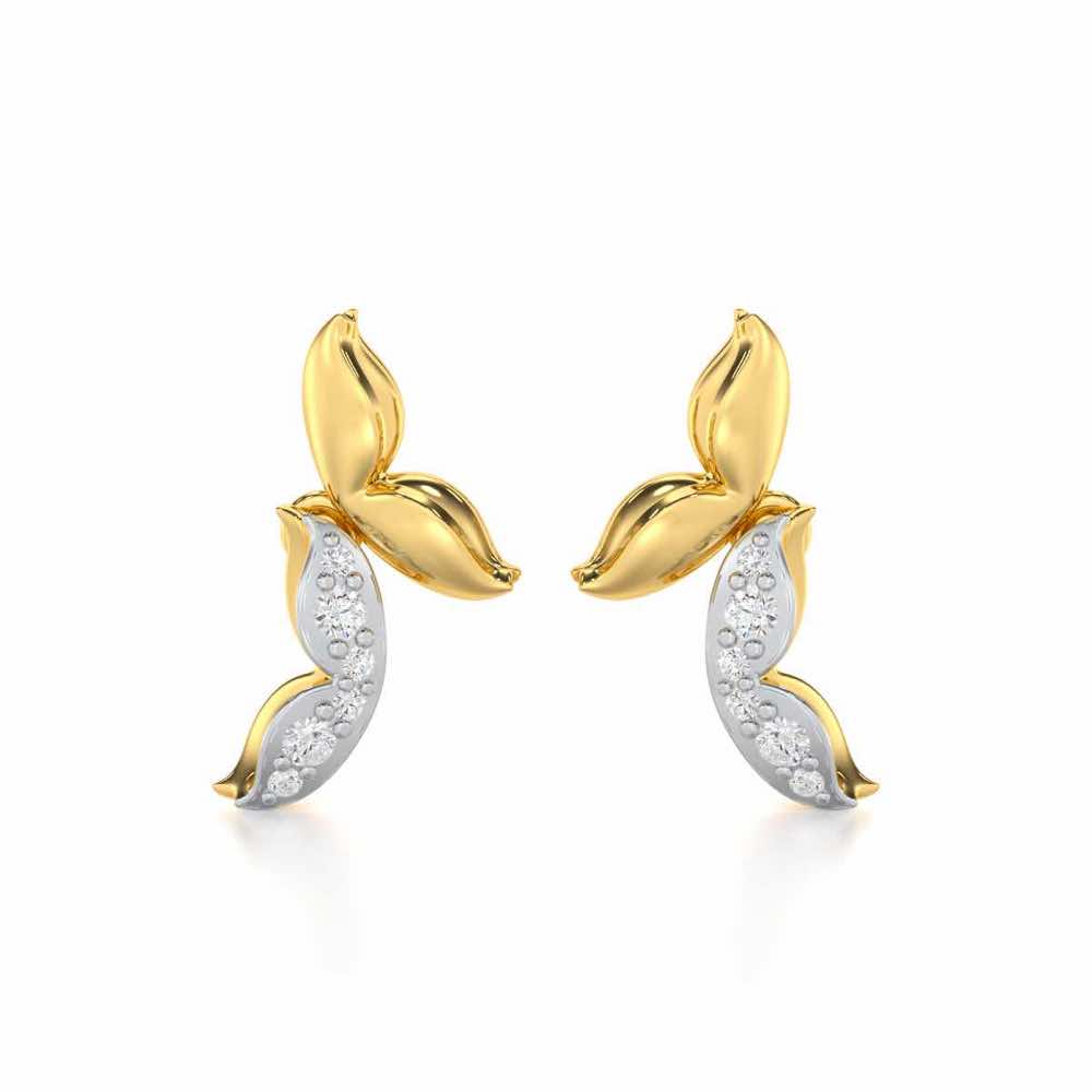 Refined Lattice Silver Earrings - Yellow Gold - Image 1