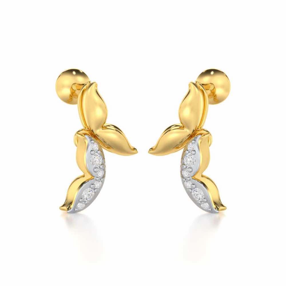 Refined Lattice Silver Earrings - Yellow Gold - Image 2