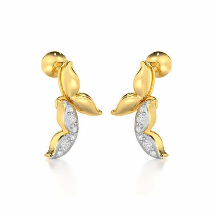 Refined Lattice Silver Earrings - Yellow Gold - Image 2