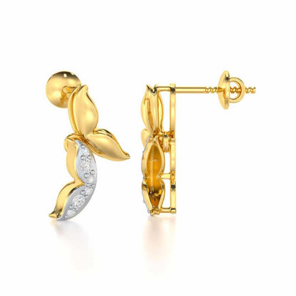 Refined Lattice Silver Earrings - Yellow Gold - Image 4