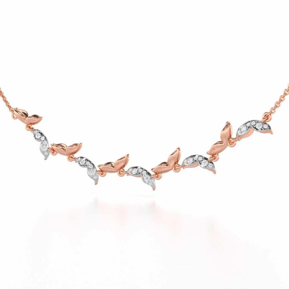 Refined Lattice Silver Necklace - Rose Gold - Image 3