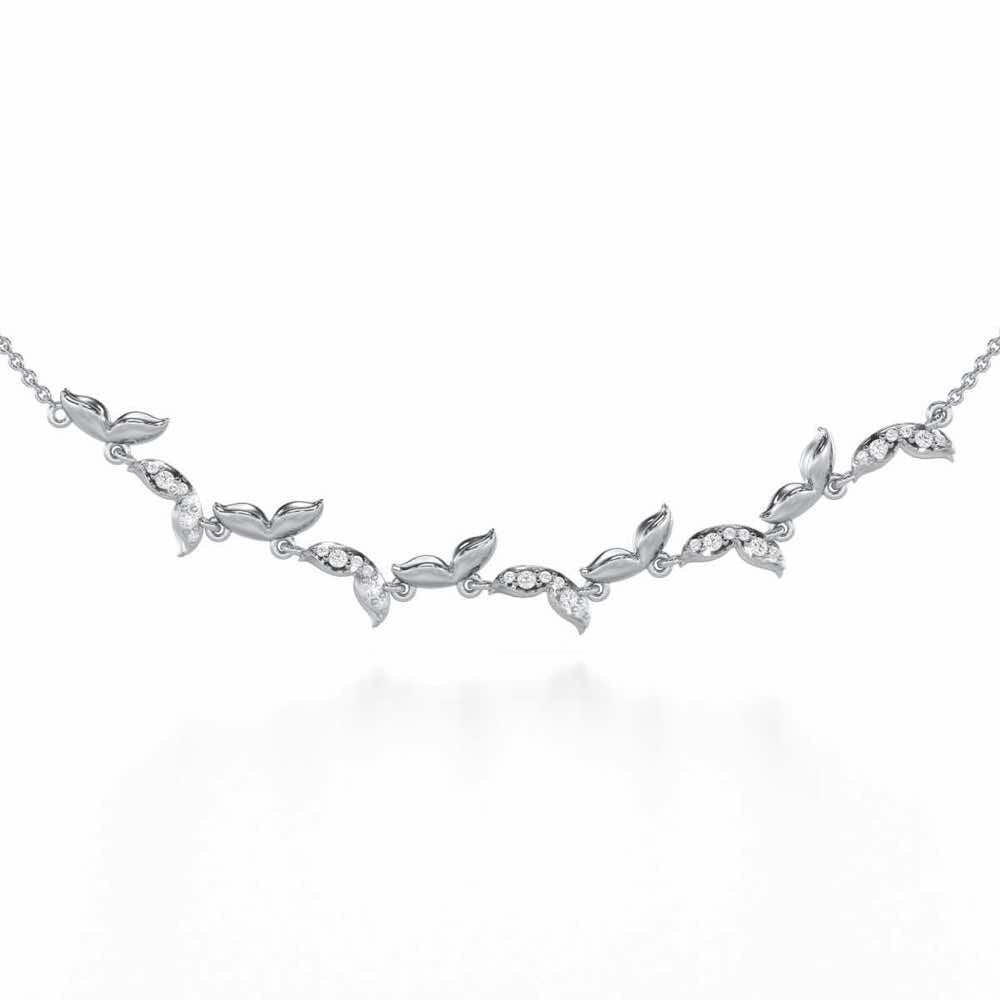 Refined Lattice Silver Necklace - White Gold - Image 1