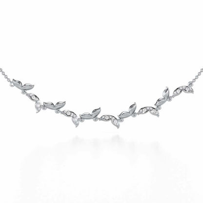 Refined Lattice Silver Necklace - White Gold - Image 1