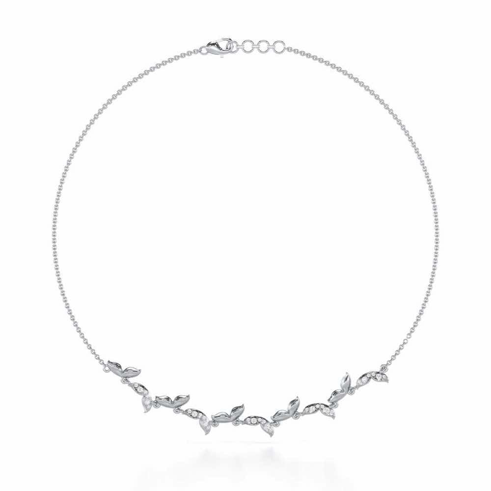 Refined Lattice Silver Necklace - White Gold - Image 2