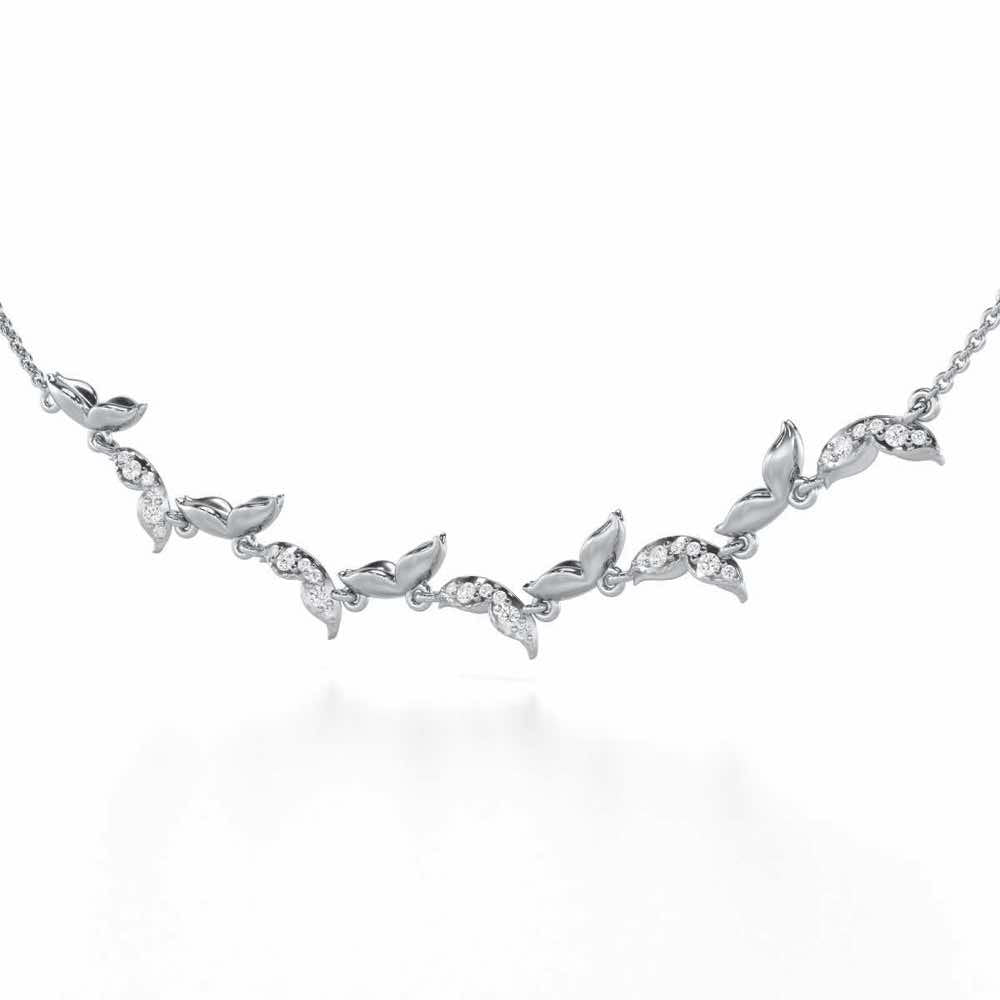 Refined Lattice Silver Necklace - White Gold - Image 3