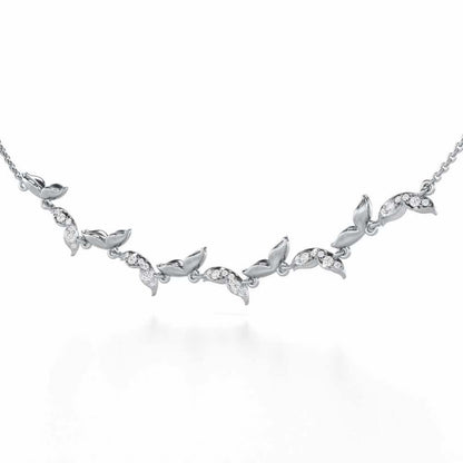 Refined Lattice Silver Necklace - White Gold - Image 3