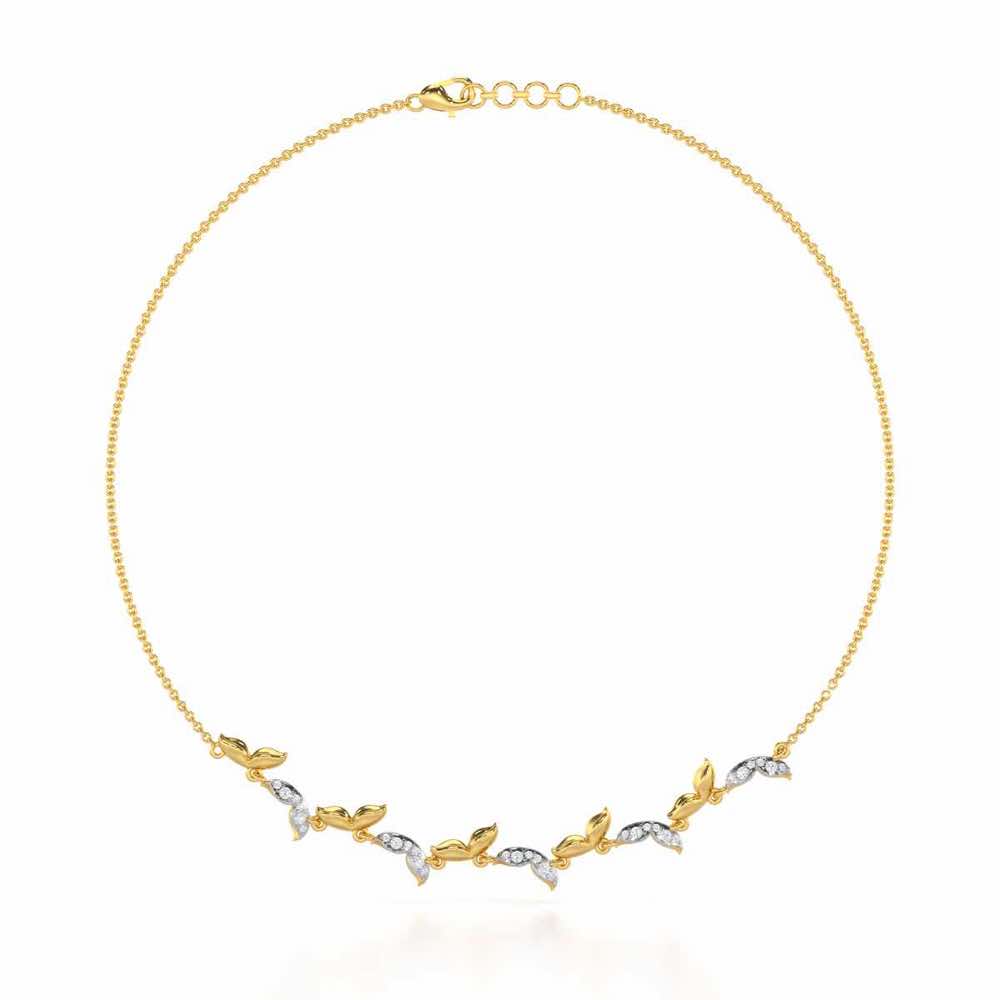 Refined Lattice Silver Necklace - Yellow Gold - Image 2