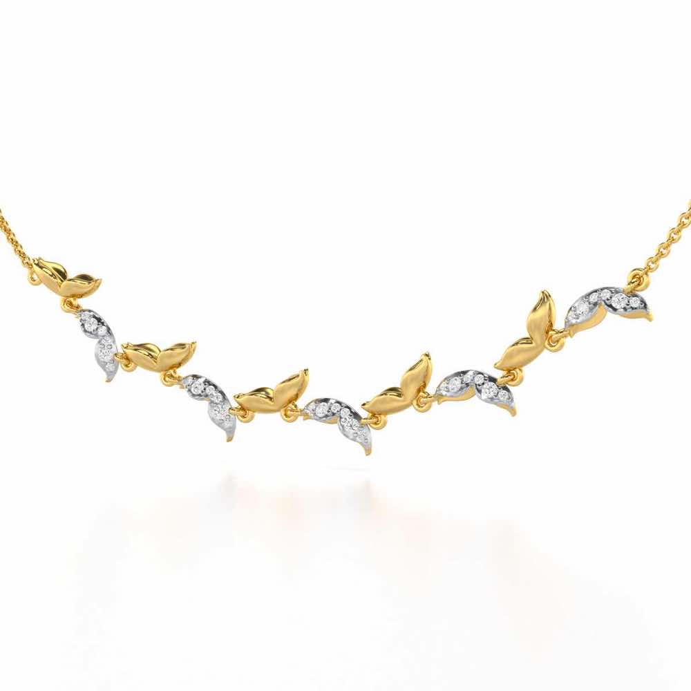 Refined Lattice Silver Necklace - Yellow Gold - Image 3