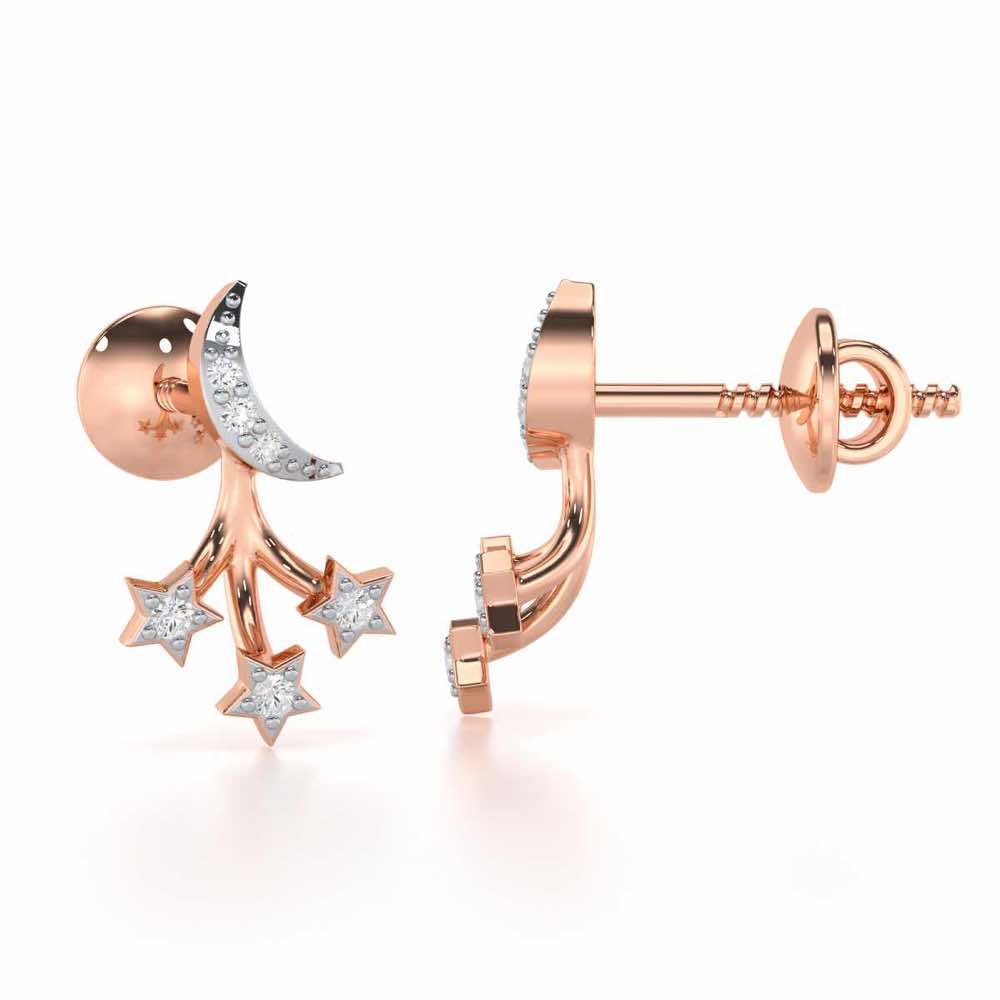Refined Radiance Silver Stud Earrings - Rose Gold - Image 4