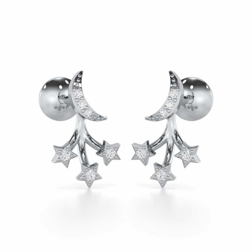Refined Radiance Silver Stud Earrings - White Gold - Image 1