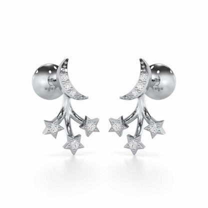 Refined Radiance Silver Stud Earrings - White Gold - Image 1