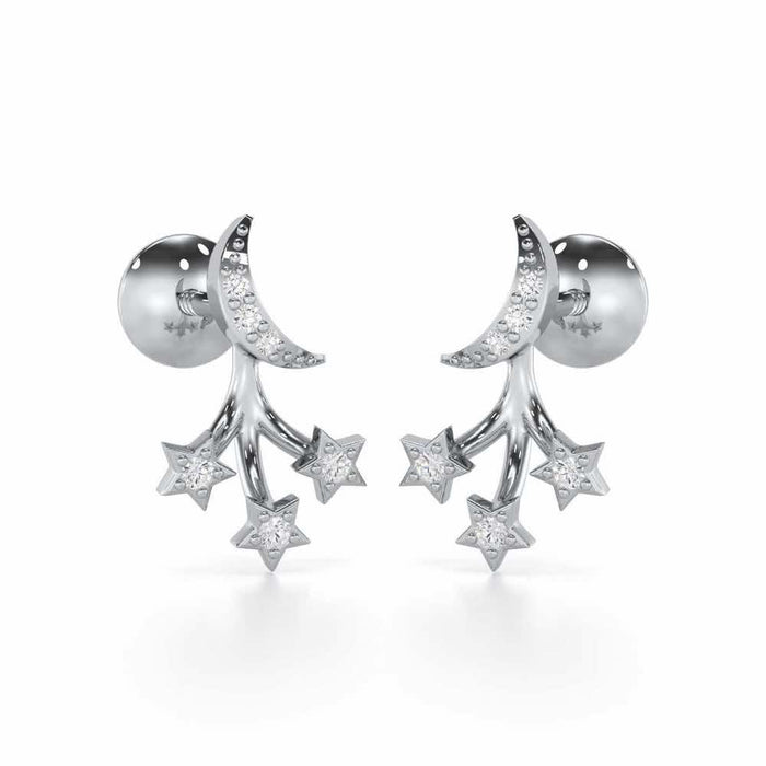 Refined Radiance Silver Stud Earrings - White Gold - Image 1