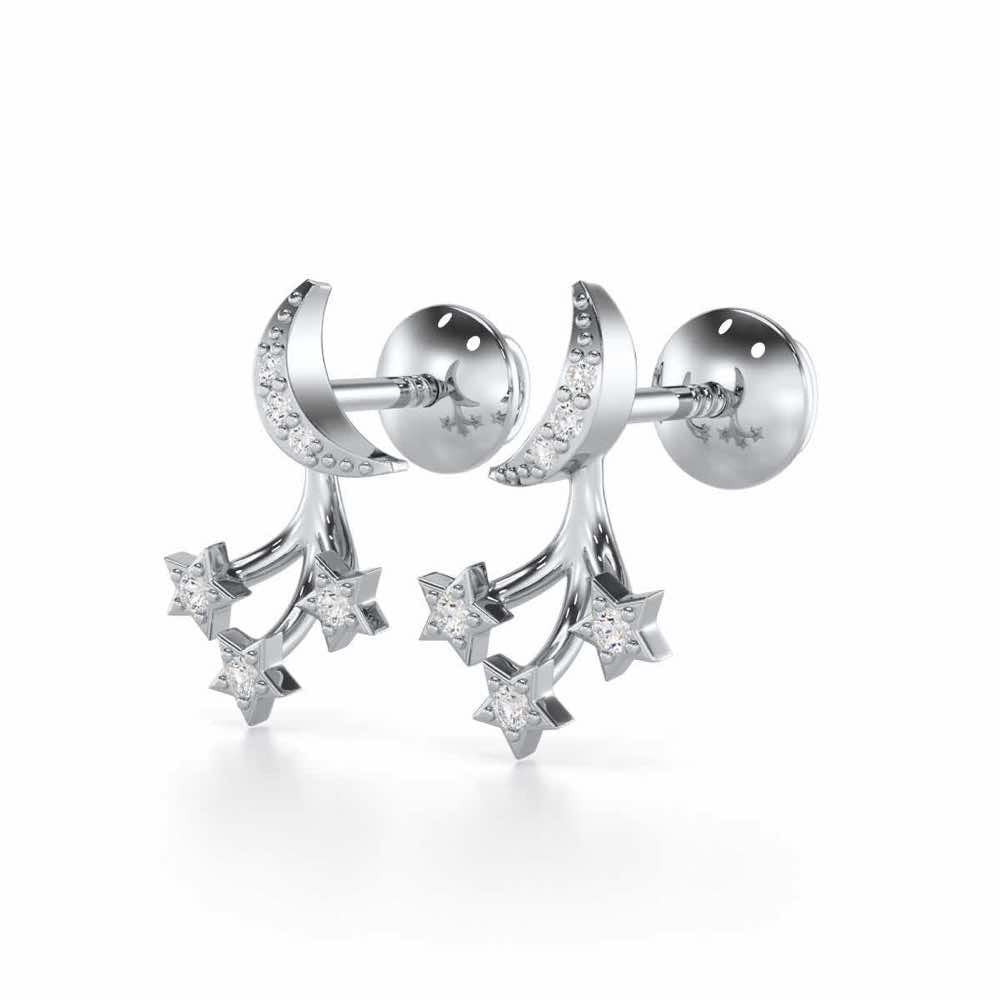Refined Radiance Silver Stud Earrings - White Gold - Image 3