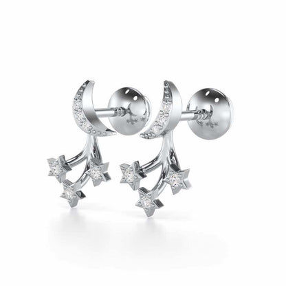 Refined Radiance Silver Stud Earrings - White Gold - Image 3