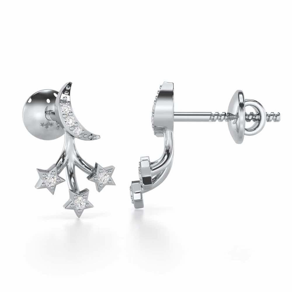 Refined Radiance Silver Stud Earrings - White Gold - Image 4