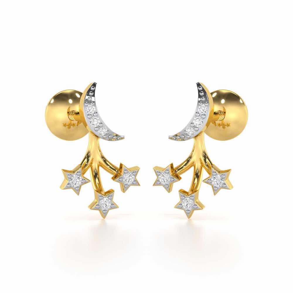 Refined Radiance Silver Stud Earrings - Yellow Gold - Image 1