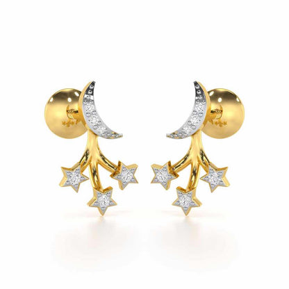 Refined Radiance Silver Stud Earrings - Yellow Gold - Image 1