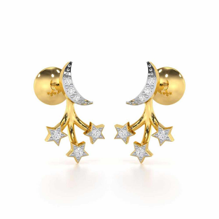 Refined Radiance Silver Stud Earrings - Yellow Gold - Image 1