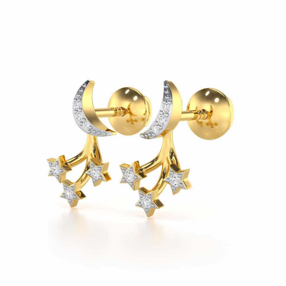 Refined Radiance Silver Stud Earrings - Yellow Gold - Image 3