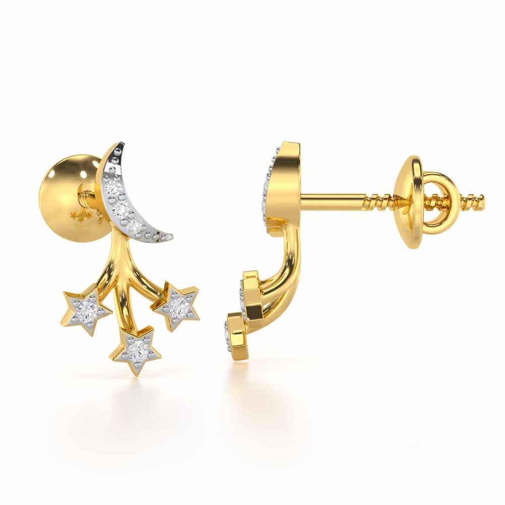 Refined Radiance Silver Stud Earrings - Yellow Gold - Image 4