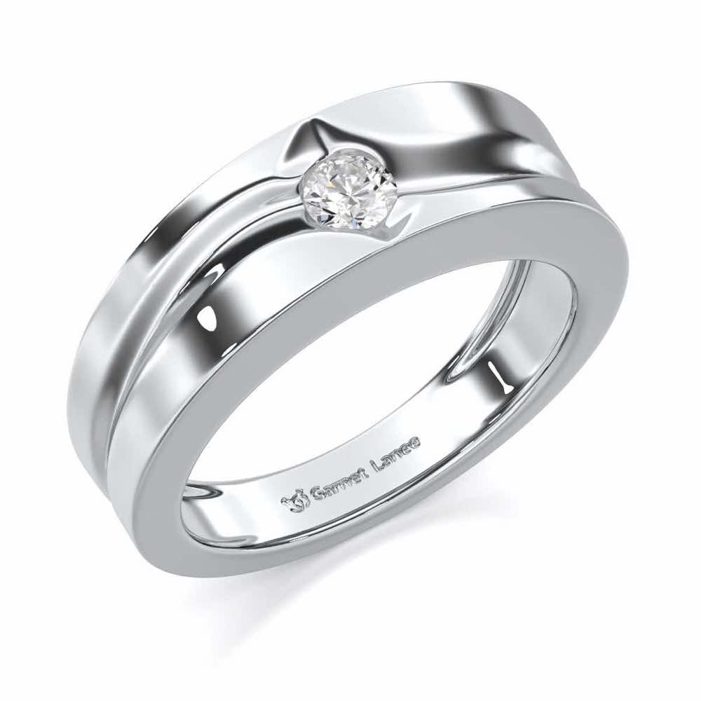 Refined Radiance Men Solitaire Ring - White Gold - Image 1