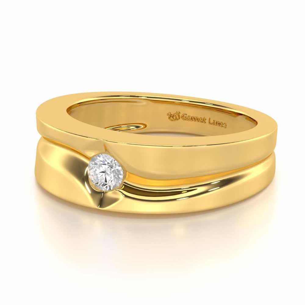 Refined Radiance Men Solitaire Ring - Yellow Gold - Image 2