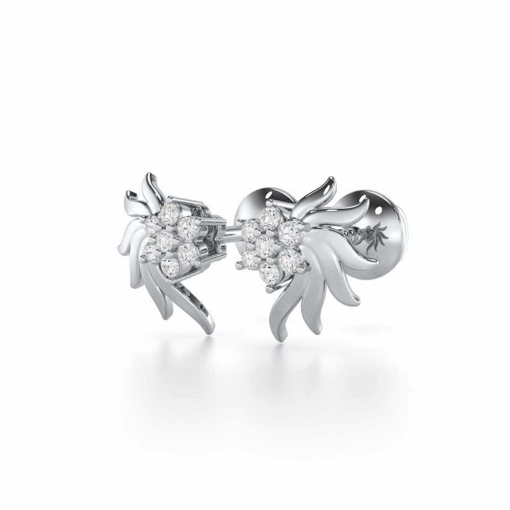 Refined Reflections Silver Stud Earrings - White Gold - Image 3