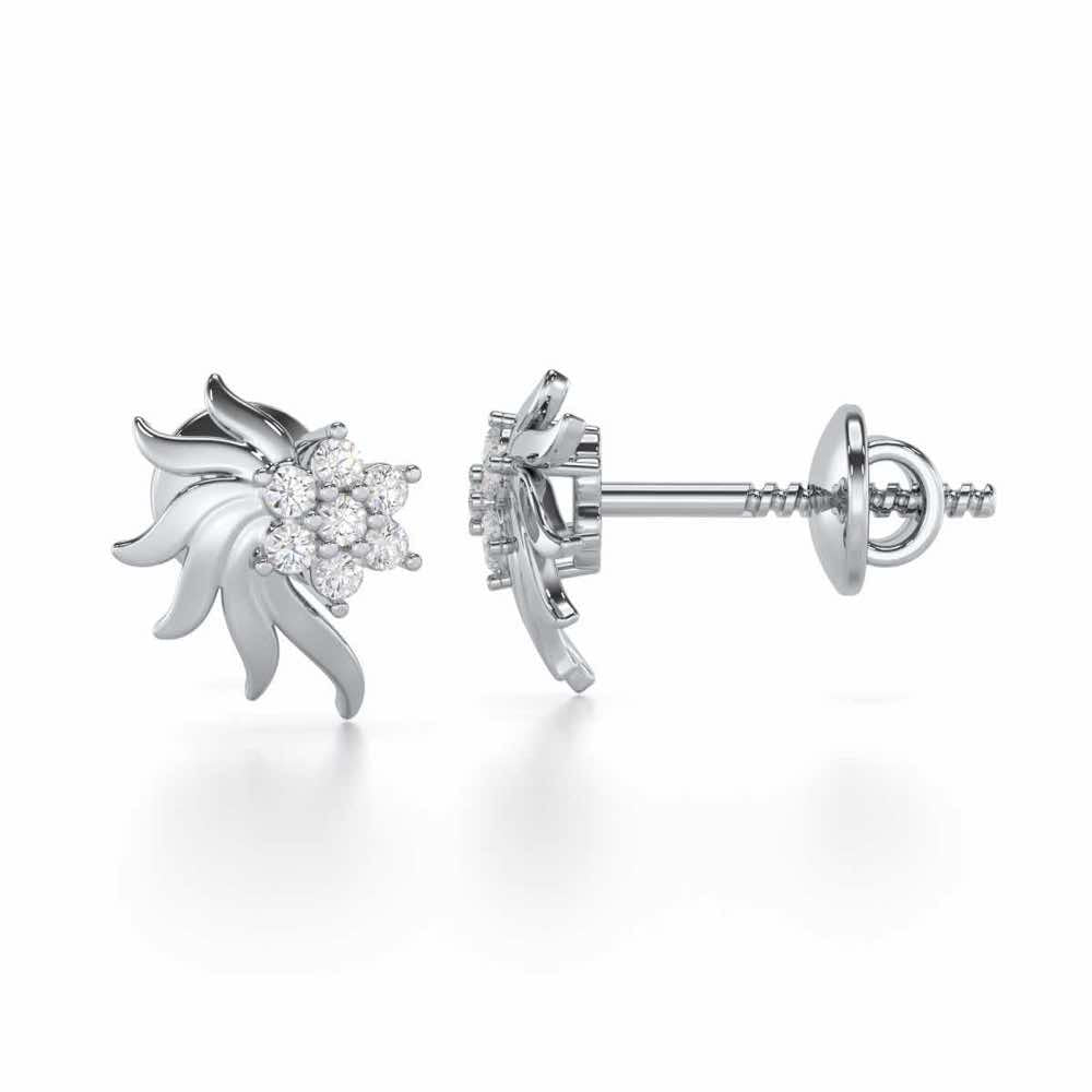 Refined Reflections Silver Stud Earrings - White Gold - Image 4