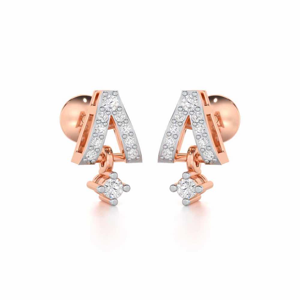 Refined Row Silver Earrings - Rose Gold - Image 2
