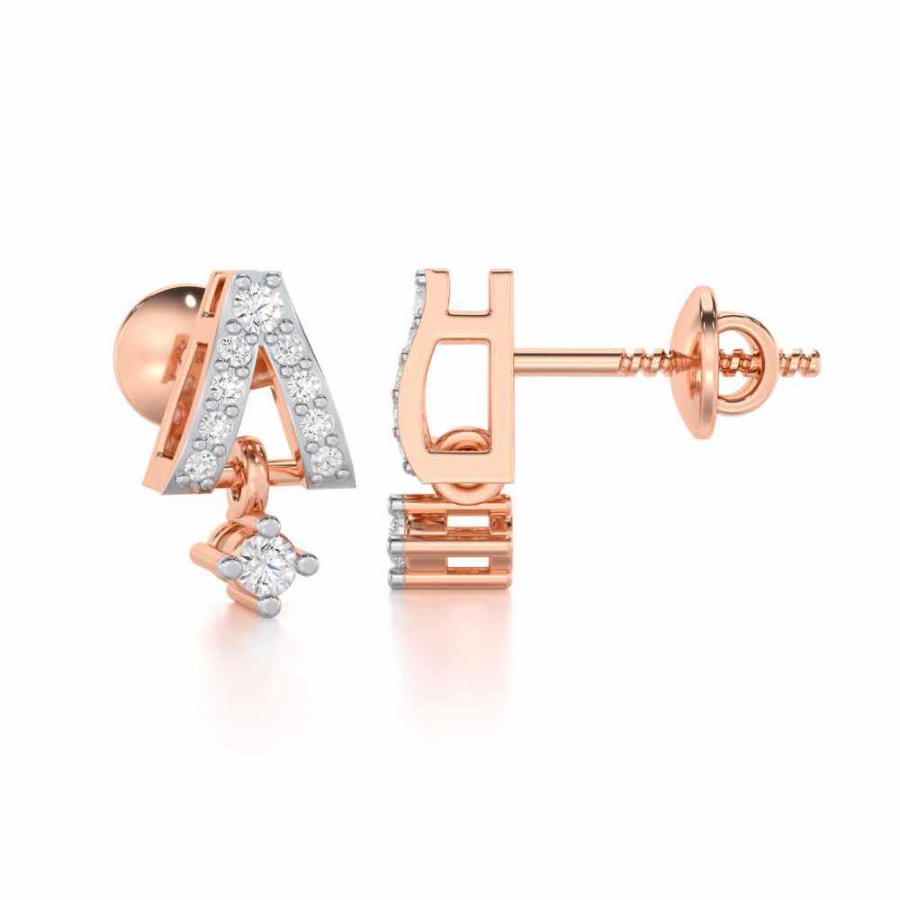 Refined Row Silver Earrings - Rose Gold - Image 4