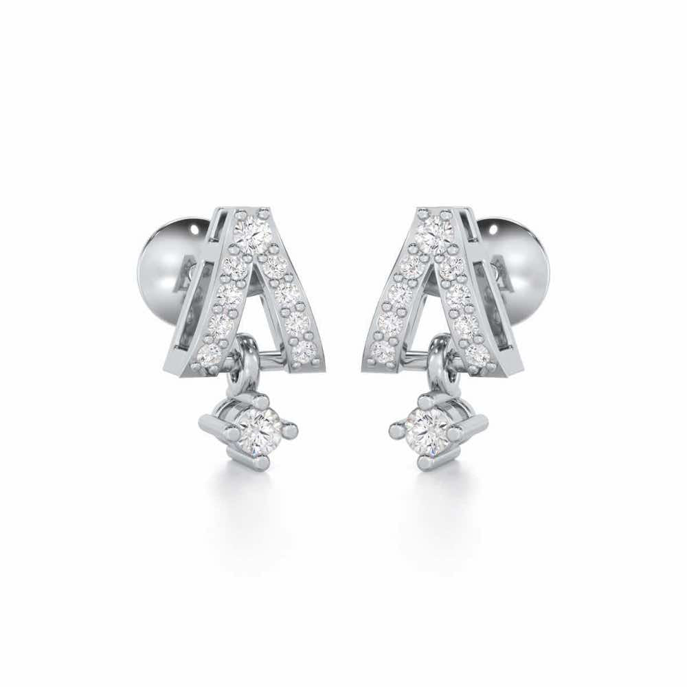 Refined Row Silver Earrings - White Gold - Image 2