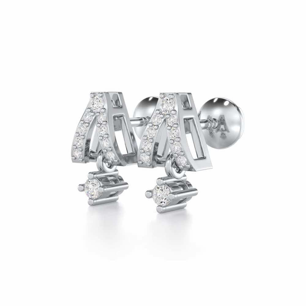 Refined Row Silver Earrings - White Gold - Image 3